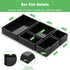 Black Bamboo Bathroom Drawer Organizer, Wooden Kitchen Utensil Holder Set of 5, Stackable Storage Bins