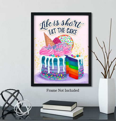 Kitchen Wall Decor, Pink Motivational Cake Dining Room Decor, Inspirational Positive Quotes Wall Art
