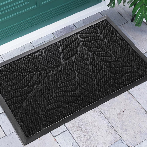 Yimobra Door Mats, Heavy Duty Non-Slip Welcome Mats for Outdoor Entrance, Easy Clean (Black)