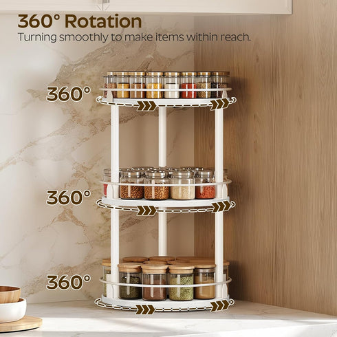 Set 2 3-Tier Countertop, SR23L2WW YATINEY Spice Rack, of Lazy Susan Organizer, Turntable Organizer For Cabinet, Compact