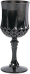 Fun Express Set of 12 Plastic Black Patterned Wine Glasses - 8 oz Goblets for Weddings, Halloween, and Parties -