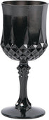 Fun Express Set of 12 Plastic Black Patterned Wine Glasses - 8 oz Goblets for Weddings, Halloween, and Parties -