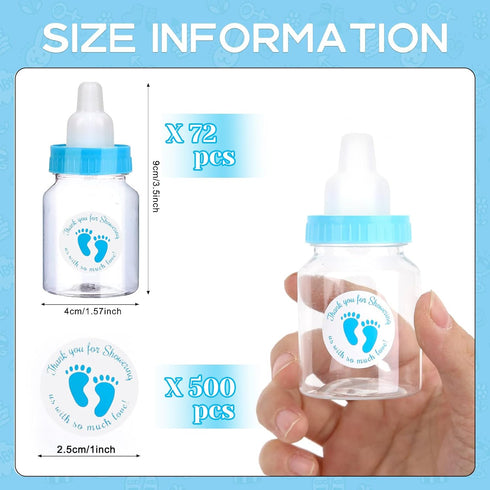 72 Pieces of Mini Baby Shower Milk Bottles Favors for Baby Shower White Plastic Mini Bottles Party Favors Boy Party