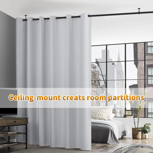 TOKPLNU Ceiling Curtain Rod Brackets, Heavy Duty Stainless Steel Holders, 3 Pack Black Rod Bracket Support