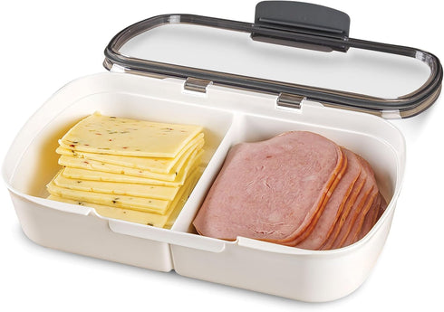 ProKeeper Split Deli Food Storage Container, Air-Tight Silicone Seal and Dry Erase Compatible Lid, 11.75