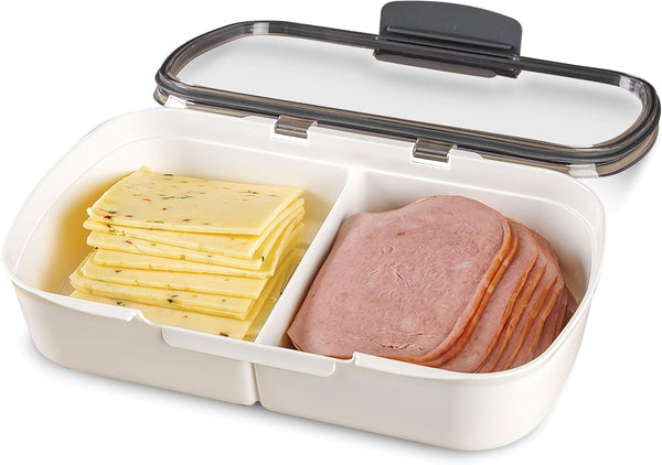 ProKeeper Split Deli Food Storage Container, Air-Tight Silicone Seal and Dry Erase Compatible Lid, 11.75