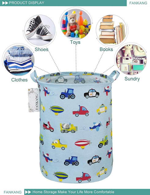 FANKANG Canvas Storage Basket, Foldable Nursery Hamper with Waterproof PE Coating, Large Baskets for Kids, Office,