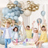 147pcs Dusty Blue Balloon Garland Arch Kit, Light Baby Blue Sand White Metallic Gold Confetti for Birthday Wedding