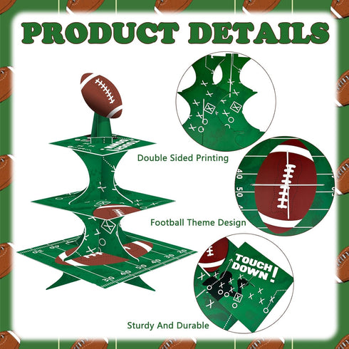 FRIDAY NIGHT Super Football Bowl Party Cardboard Cupcake Stands, Mini Cake Dessert Stand for Kid Birthday Supplies