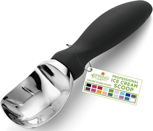 Spring Chef Heavy Duty Ice Cream Scoop with Comfortable Handle - Professional