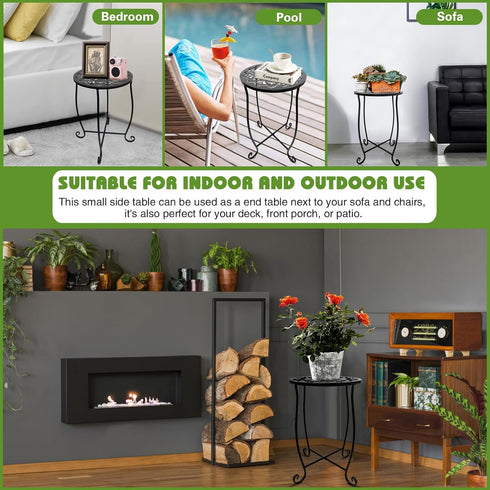 Fashion&cool Side Tables for Small Space, Metal Outdoor Indoor Round Side Table, Small End Table Pool Chair Side Table