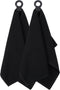 Ritz Premium Hook and Hang Towel, 2-Pack, 18" x 28", Durable Rubber Hook, Super Soft Hand Cloths, Black