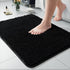 LOCHAS Black Luxury Shaggy Bathroom Rug, 24 x 17 Inch, Washable Non-Slip Plush Chenille Bath Mat for Shower