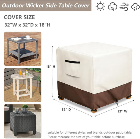 Exokugo 32L 32W 18H inch Waterproof Patio Ottoman Cover, Heavy Duty Square Outdoor Side Table Furniture Covers Size x x