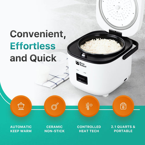 EMSON 4 (8 Rice Robot Rice Cooker Family Size Cup Uncooked Cups Cooked) Electric Rice Maker | PFAS-Free Ceramic