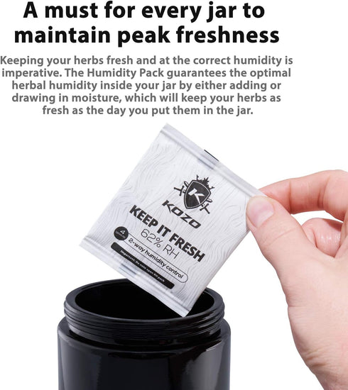 KOZO Black Glass Airtight Storage Jar, 1/2 OZ (250ml) with UV Protection, Humidity Pack for Fresh Spices and Herbs