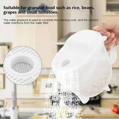 Rice Washer Grain Fruit Washing Machine Multi Function Cleaning Tool Rice Washing Machine Filter Screen for Cleaning Grains Pasta Housewife by Psytfei