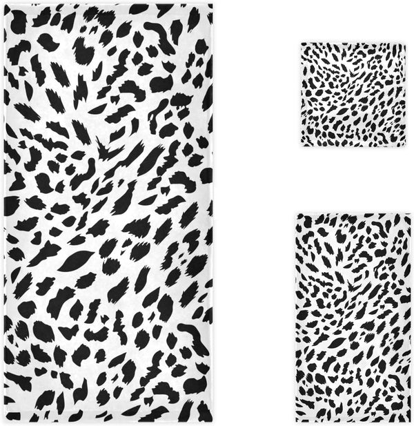 Naanle Trendy Black and White Leopard Print Soft Luxury Decorative Set of 3