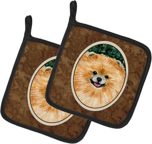Caroline's Treasures SS8725PTHD Pomeranian Pot Holders Set, Kitchen Heat Resistant, 7 1/2 x 7 1/2