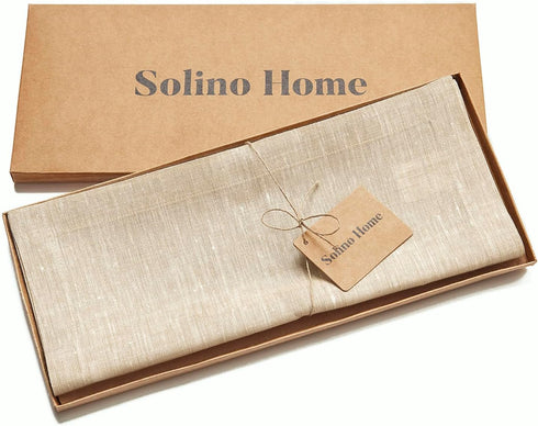 36 Inches 100% 14 36 Inch Summer, Solino Home Linen Short Table Runner - Athena, Pure Linen Champagne Beige Table