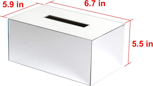 JackCubeDesign Overall Acrylic Mirror Rectangle Tissue Box Holder - Storage Case Stand Box Napkin Holder Organizer