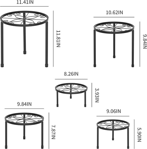 5-Pack (5 Pack Linpla Decent Metal Plant Stands, Heavy Duty Flower Pot Stands for Multiple Plant, Anti-Rust Iron Plant