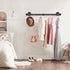 Industrial Iron Pipe Clothes Hanging Bar, Heavy Duty Wall-Mounted Garment Rack for Bedroom, Laundry Room Storage