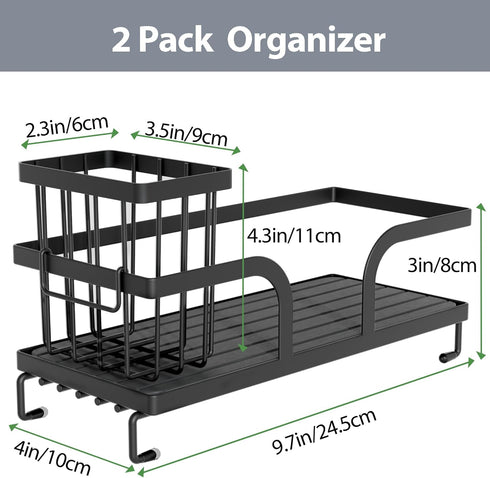 Uninol 9.7" 4.2"x 3.2" Organization,2PCS Sponge Holder for Kitchen Sink,Sink Caddy Organizers with Stone Drying Tray