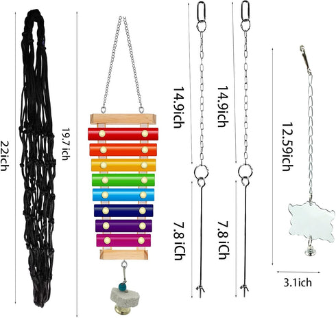 KIEYYRYT 6 Packs Chicken Toys for Coop Accessries, Chicken Swing Toys for Chicken Hens, Chicken Xylophone Toys