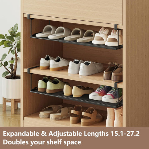 Sincereshe Closet(1-Pack) Expandable Under-Shelf Shoe Rack for - Adjustable Under Shelf Storage Organizer, No-Tool