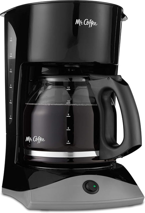 Mr. Coffee Black Coffee Maker, 12 Cups, with Auto Pause and Glass