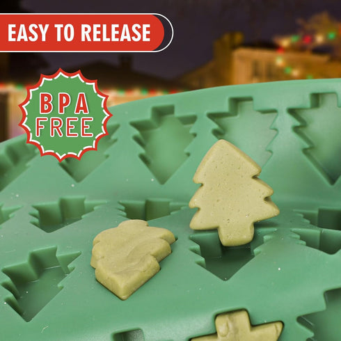 Christmas Silicone Molds Mini Xmas Tree & Gingerbread Candy Chocolate Mould, Non-Stick Baking Mold for Cake Decor, 2Pcs