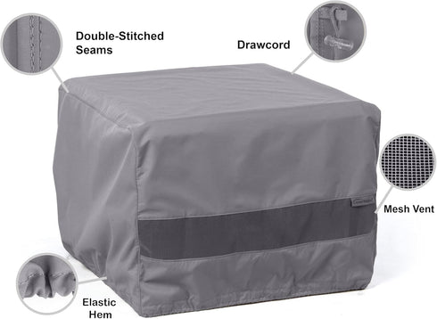 300D 24W 24D 18H, Covermates Elite Square Ottoman Cover Heavy-Duty Polyester, Water-Resistant, Mesh Vent, Drawcord