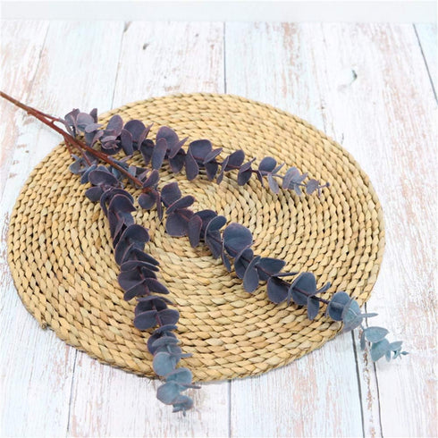 3 Pcs Soft Touch Artificial Eucalyptus Leaves Spray 31.5" Fake Greenery Stems for Home Wedding Arrangement (Blue)