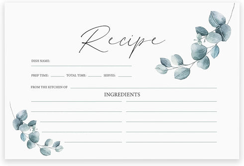 Set of 50 Premium Double Sided Recipe Cards - 4x6 Inches Thick with Plenty of Writing Space for Bridal Shower,