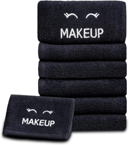 12 Pack 13 13 White Classic Bleach Safe Black Makeup Washcloths for Face Cleansing, - Super Soft Luxury Cotton Black