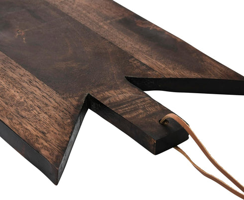 Main + Mesa Geometric Wood Cutting Board - Stylish with Leather Tie, Perfect for Kitchen Use