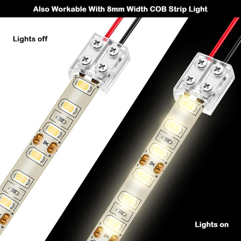 25 Pack Solderless LED Tape Light Connector, 2 Pin Terminal Block for 5V 12V 24V LED Strip Lights
