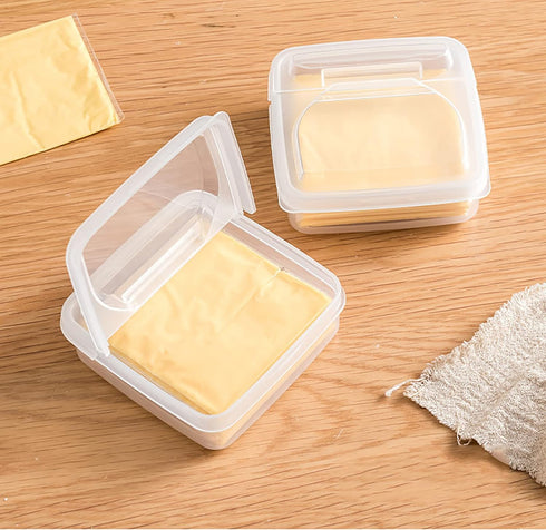 WonLiq 2 Pack-Plastic Sliced Cheese Storage Containers with lids Airtight Keeps Cheese Fresh and Delicious Cheese