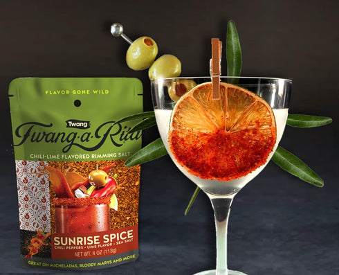 Rimming 4 (Set 3) 1 Twang-A-Rita Cocktail Salt Blend, Savory Variety, Ounce Pouch of Each: Chile Lime, Grapefruit
