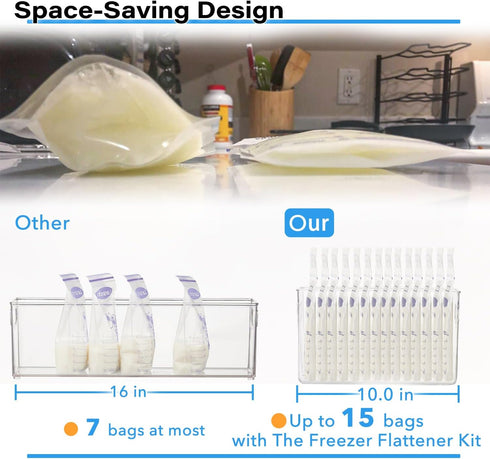Ugotfeels Space(2 Pack) Breastmilk Storage Container with Freezer Flattener Kit to Flatten Standing Breast Milk Bags