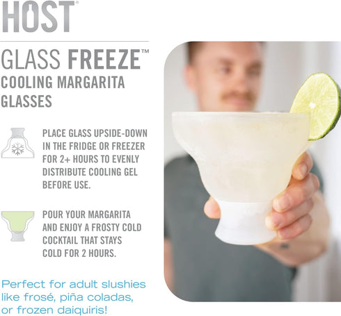 Host Glass Freeze Insulated Gel Chiller, Double Wall Frozen Cocktail Cups, Set of 2