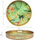 13" Round Green Marbling Decorative Tray with Handles, Morden Plastic Serving Tray for Coffee Table Bathroom, Ottoman