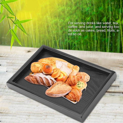 Solid Wood Serving Tray Rectangle Shape for Tea, Coffee, Drinks, Snacks, Meals, Breakfast, Dining Tableware (8.66 x