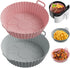 ME.FAN Air Fryer Silicone Liners, 2 Pack for 4 to 7 QT, Reusable Basket with Handles & Holes, Rose Pink & Light Grey