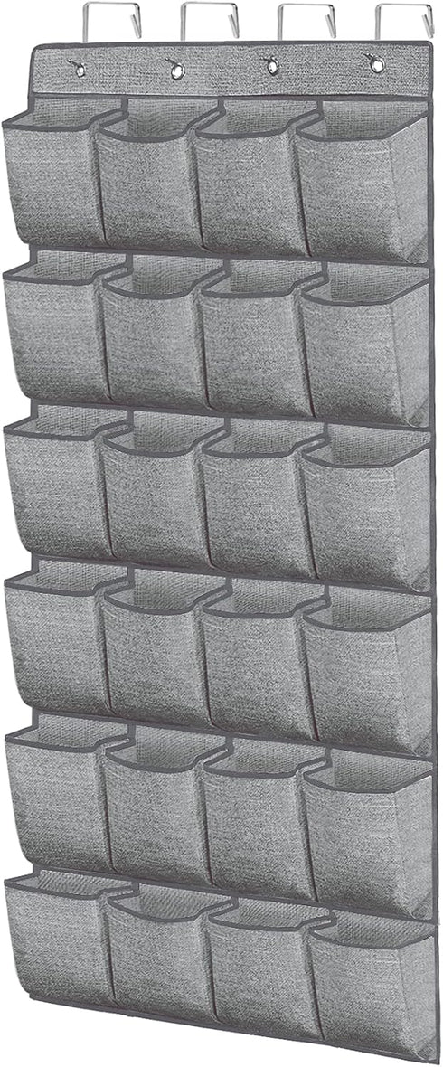 homyfort Over the Door Shoe Organizer, Hanging Rack with 24 Extra Large Fabric Pockets for Closet, Grey 61.4''x22''