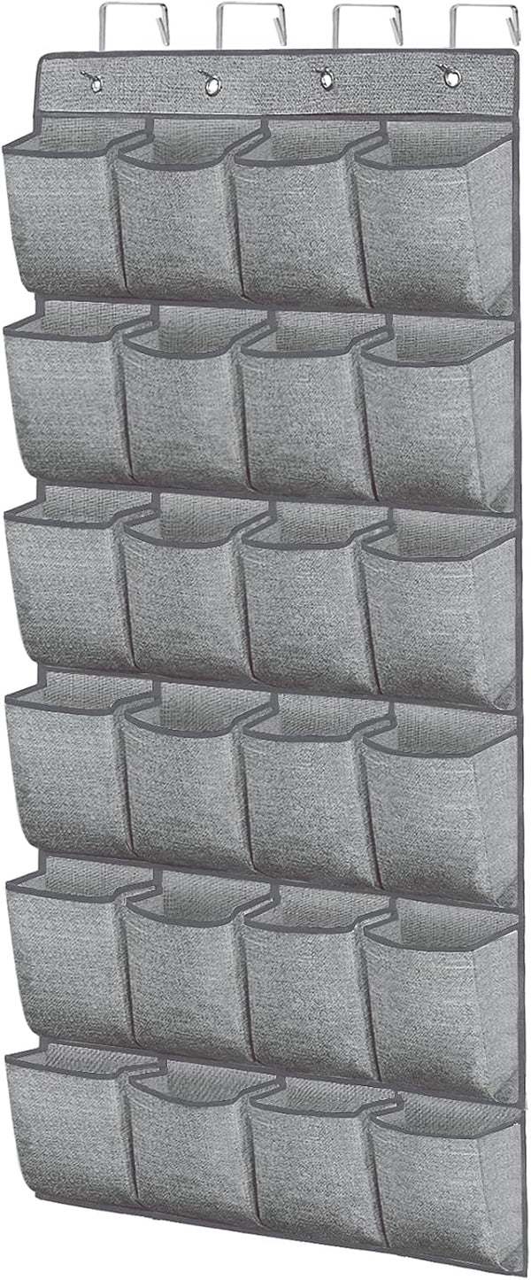 homyfort Over the Door Shoe Organizer, Hanging Rack with 24 Extra Large Fabric Pockets for Closet, Grey 61.4''x22''