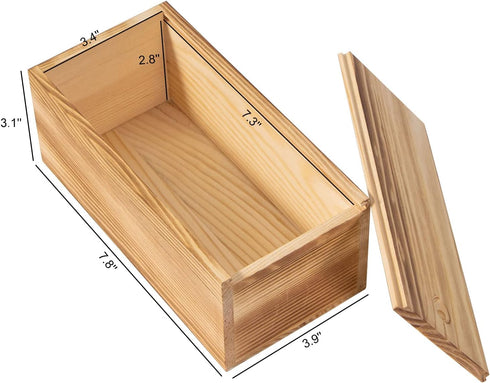 Vintage Wood Box with Slide Lid, 7.8'' x 3.9'' x 3.1'' Keepsake Storage Wooden Box, Rustic Wood Gift Boxes for Art Hobbies, DIY Lovers, Desk Organizers, Cards and Home Decorations by Useekoo