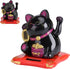 Lucky Beckoning Cat, Solar Powered Waving Wealth Cat, Feng Shui Decor, 3" Tall, Black