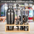 Semderm Set, 18/8 10-Piece Black Cocktail Shaker Premium Stainless Steel Mixology Bartender Kit with Stylish Bamboo